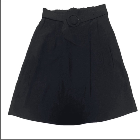 NWT H&M A-line black belted elastic waist pull on skirt with pockets. Size 6 - Picture 1 of 4